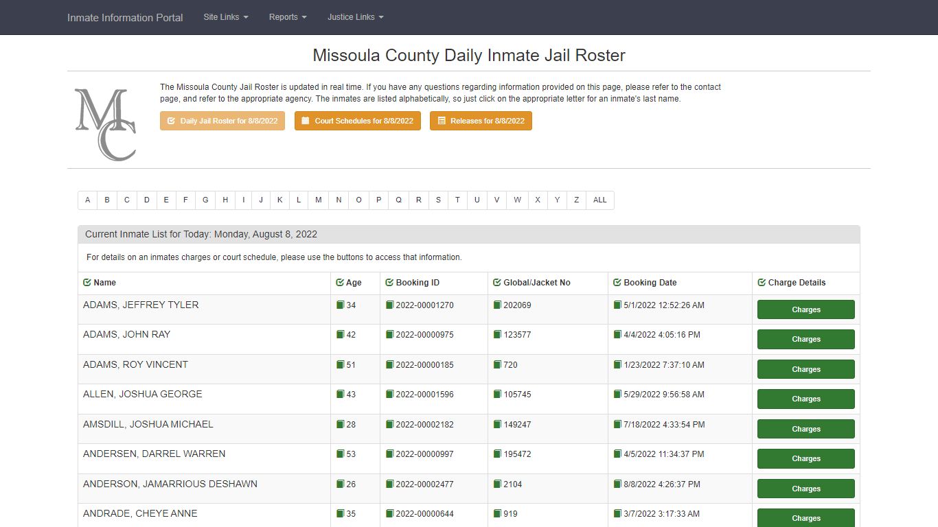 - Missoula County Inmate Information Portal